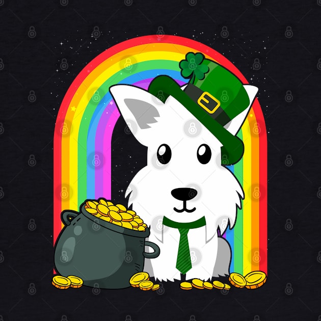 White Terrier Rainbow Irish Clover St Patrick Day Dog Gift product by theodoros20